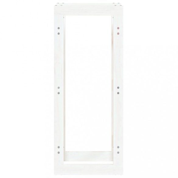 tömör fenyőfa tűzifatartó állvány fehér 41x25x100 cm