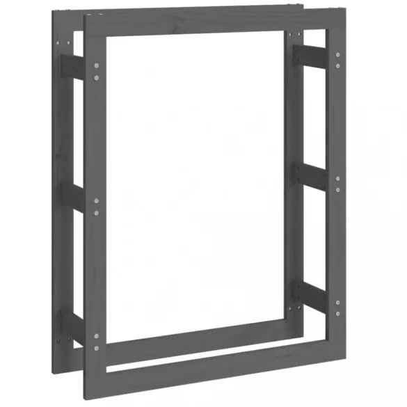 szürke tömör fenyőfa tűzifatartó állvány 80 x 25 x 100 cm