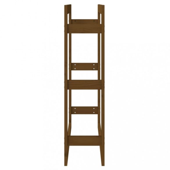 mézbarna tömör fenyőfa tűzifatartó állvány 80x25x100 cm