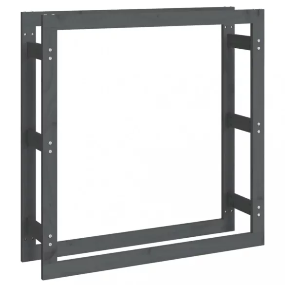 szürke tömör fenyőfa tűzifatartó állvány 100x25x100 cm