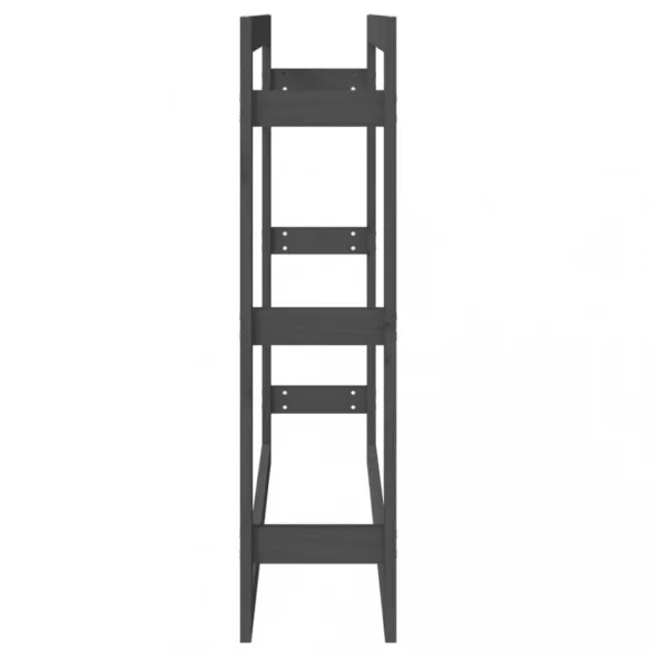 szürke tömör fenyőfa tűzifatartó állvány 100x25x100 cm