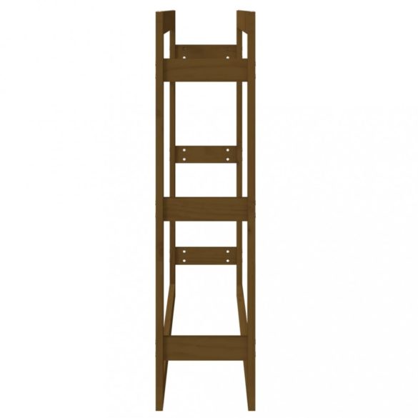 mézbarna tömör fenyőfa tűzifatartó állvány 100x25x100 cm