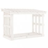 fehér tömör fenyőfa tűzifatartó állvány 108x64,5x77 cm