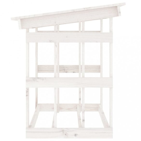 fehér tömör fenyőfa tűzifatartó állvány 108x64,5x77 cm