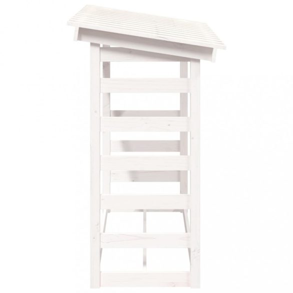 fehér tömör fenyőfa tűzifatartó állvány 108x64,5x110 cm