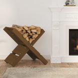 mézbarna tömör fenyőfa rönktároló 47 x 39,5 x 48 cm