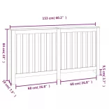 fehér tömör fenyőfa radiátorburkolat 153x19x84 cm