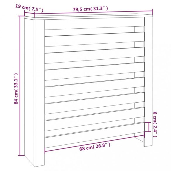 tömör fenyőfa radiátorburkolat 79,5 x 19 x 84 cm