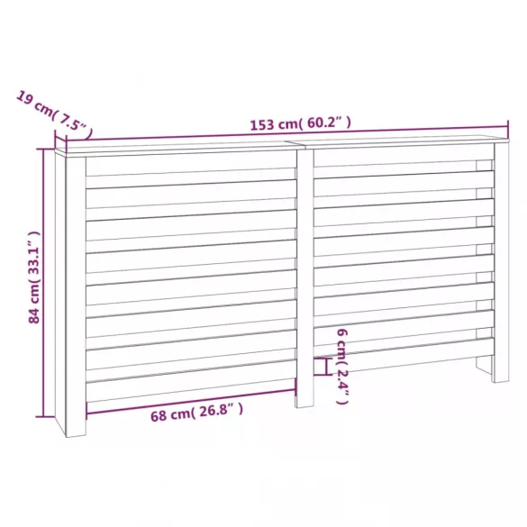 tömör fenyőfa radiátorburkolat 153 x 19 x 84 cm