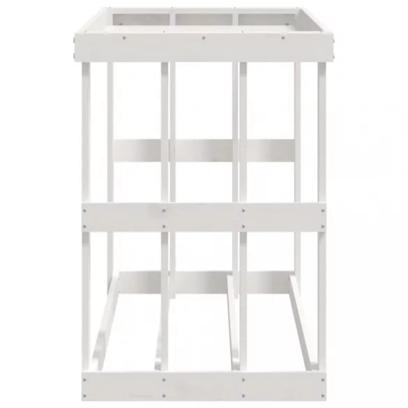 fehér tömör fenyőfa kültéri rönktároló 108x52x74 cm