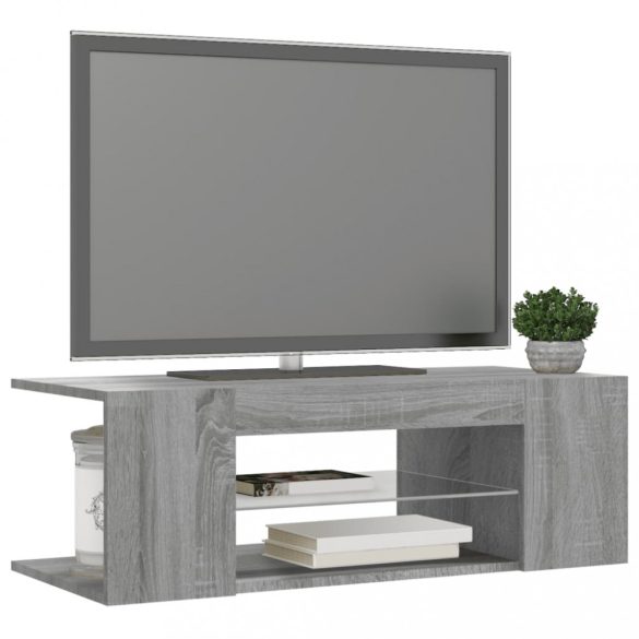 szürke sonoma színű LED-es TV-szekrény 90 x 39 x 30 cm