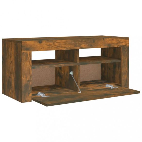 füstös tölgy színű TV-szekrény LED-világítással 90 x 35 x 40 cm