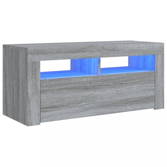 szürke sonoma színű TV-szekrény LED-világítással 90x35x40 cm