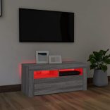 szürke sonoma színű TV-szekrény LED-világítással 90x35x40 cm