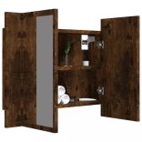 füstös tölgy szerelt fa tükörszekrény LED-del 80x20,5x64 cm