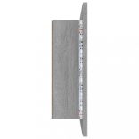 szürke sonoma színű szerelt fa tükörszekrény LED-del 60x12x45cm