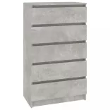 betonszürke szerelt fa fiókos szekrény 60 x 36 x 103 cm