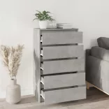 betonszürke szerelt fa fiókos szekrény 60 x 36 x 103 cm
