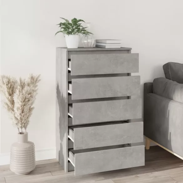 betonszürke szerelt fa fiókos szekrény 60 x 36 x 103 cm