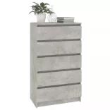 betonszürke szerelt fa fiókos szekrény 60 x 36 x 103 cm