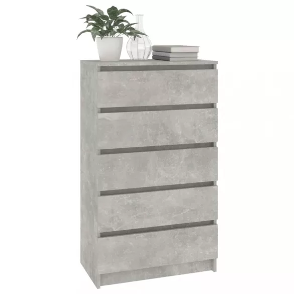 betonszürke szerelt fa fiókos szekrény 60 x 36 x 103 cm