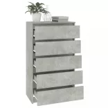 betonszürke szerelt fa fiókos szekrény 60 x 36 x 103 cm