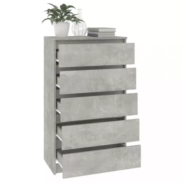 betonszürke szerelt fa fiókos szekrény 60 x 36 x 103 cm