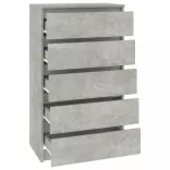 betonszürke szerelt fa fiókos szekrény 60 x 36 x 103 cm