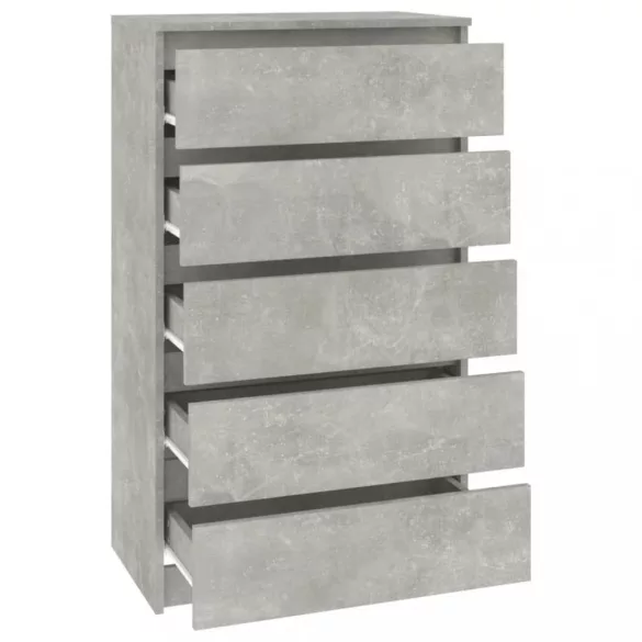 betonszürke szerelt fa fiókos szekrény 60 x 36 x 103 cm