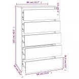 betonszürke szerelt fa fiókos szekrény 60 x 36 x 103 cm