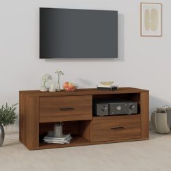 barna tölgyszínű szerelt fa TV-szekrény 100 x 35 x 40 cm