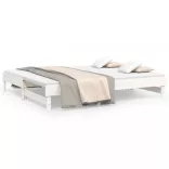 fehér tömör fenyőfa kihúzható kanapéágy 2x(100x200) cm