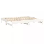 fehér tömör fenyőfa kihúzható kanapéágy 2x(100x200) cm