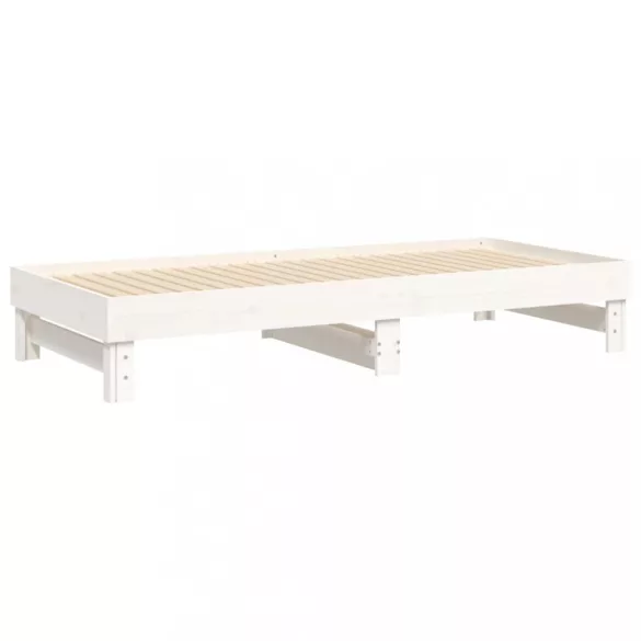 fehér tömör fenyőfa kihúzható kanapéágy 2x(100x200) cm