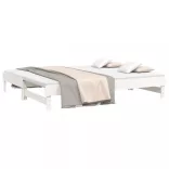 fehér tömör fenyőfa kihúzható kanapéágy 2 x (90 x 200) cm