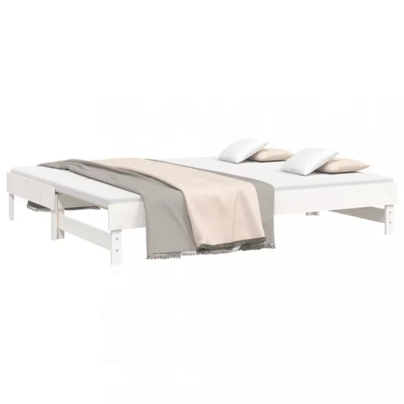 fehér tömör fenyőfa kihúzható kanapéágy 2 x (90 x 200) cm