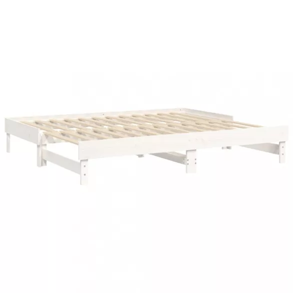 fehér tömör fenyőfa kihúzható kanapéágy 2 x (90 x 200) cm