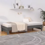 szürke tömör fenyőfa kihúzható kanapéágy 2x(80x200) cm