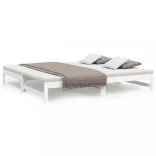 fehér tömör fenyőfa kihúzható kanapéágy 2x(100x200) cm