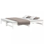 fehér tömör fenyőfa kihúzható kanapéágy 2x(100x200) cm