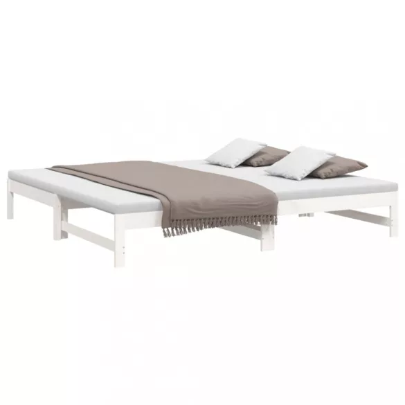 fehér tömör fenyőfa kihúzható kanapéágy 2x(100x200) cm