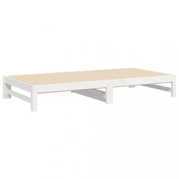 fehér tömör fenyőfa kihúzható kanapéágy 2x(100x200) cm