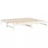 fehér tömör fenyőfa kihúzható kanapéágy 2x(75x190) cm