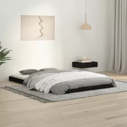   fekete kétszemélyes tömör fenyőfa ágykeret 120 x 190 cm