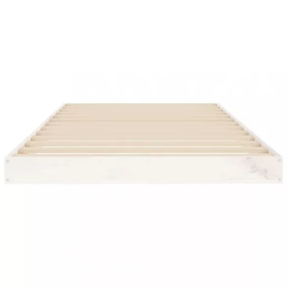 fehér egyszemélyes tömör fenyőfa ágykeret 90 x 190 cm