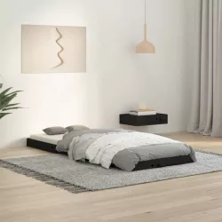 fekete egyszemélyes tömör fenyőfa ágykeret 75 x 190 cm