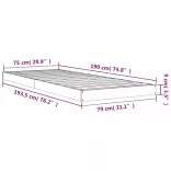 fekete egyszemélyes tömör fenyőfa ágykeret 75 x 190 cm