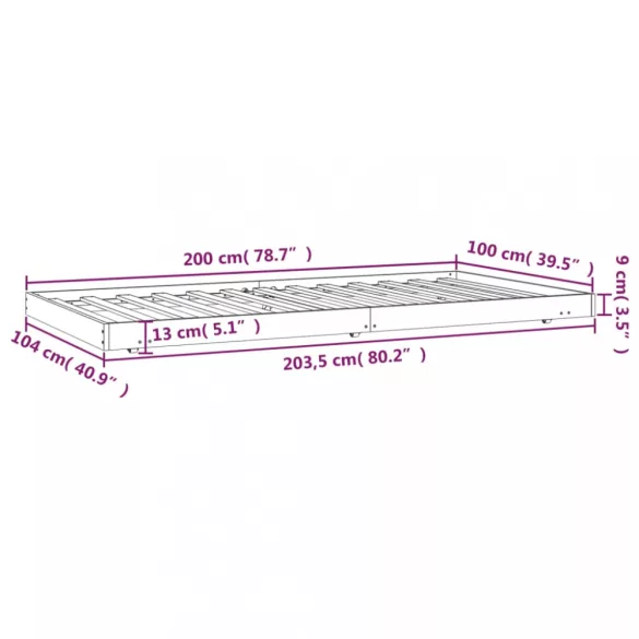 tömör fenyőfa ágy matrac nélkül 100 x 200 cm