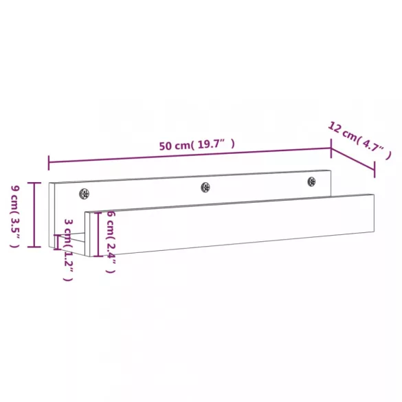 2 db mézbarna tömör fenyőfa fali polc 50 x 12 x 9 cm