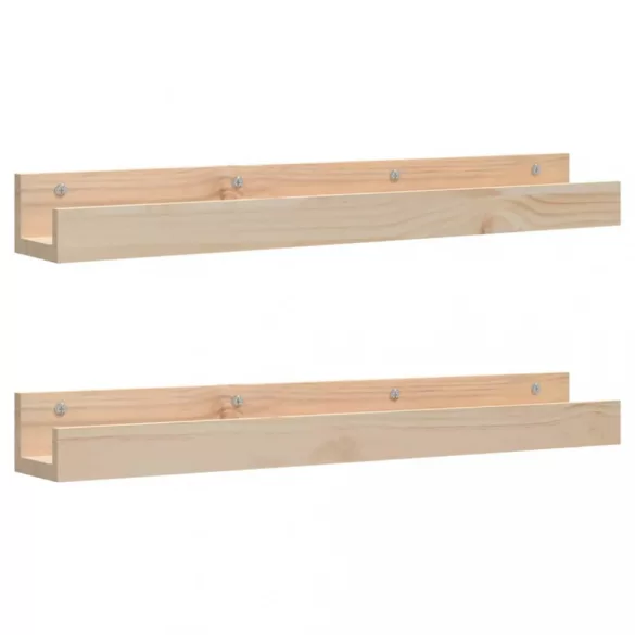 2 db tömör fenyőfa fali polc 80 x 12 x 9 cm